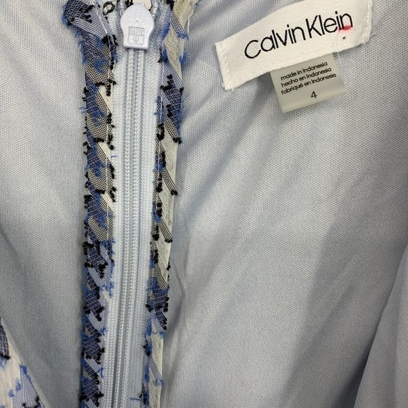 Calvin Klein Dress Blue Floral Tiered Midi Tie 3/4 Sleeve V Neck - Picture 6 of 14